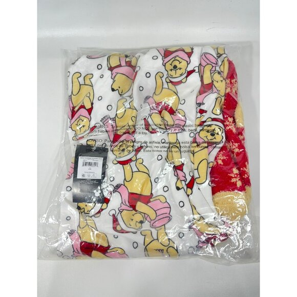 Disney Winne The Pooh Womens Christmas Henley Sleepshirt & Plush Socks Set Small - Picture 8 of 8